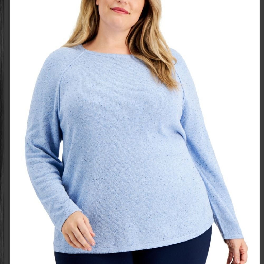 Karen Scott Plus Size Cotton Nep Curved-Hem Sweater sz 3x